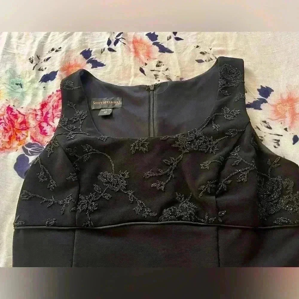 Scott McClintock Vintage 90’s Black Beaded Cocktail Dress Size 10P - Picture 3 of 11
